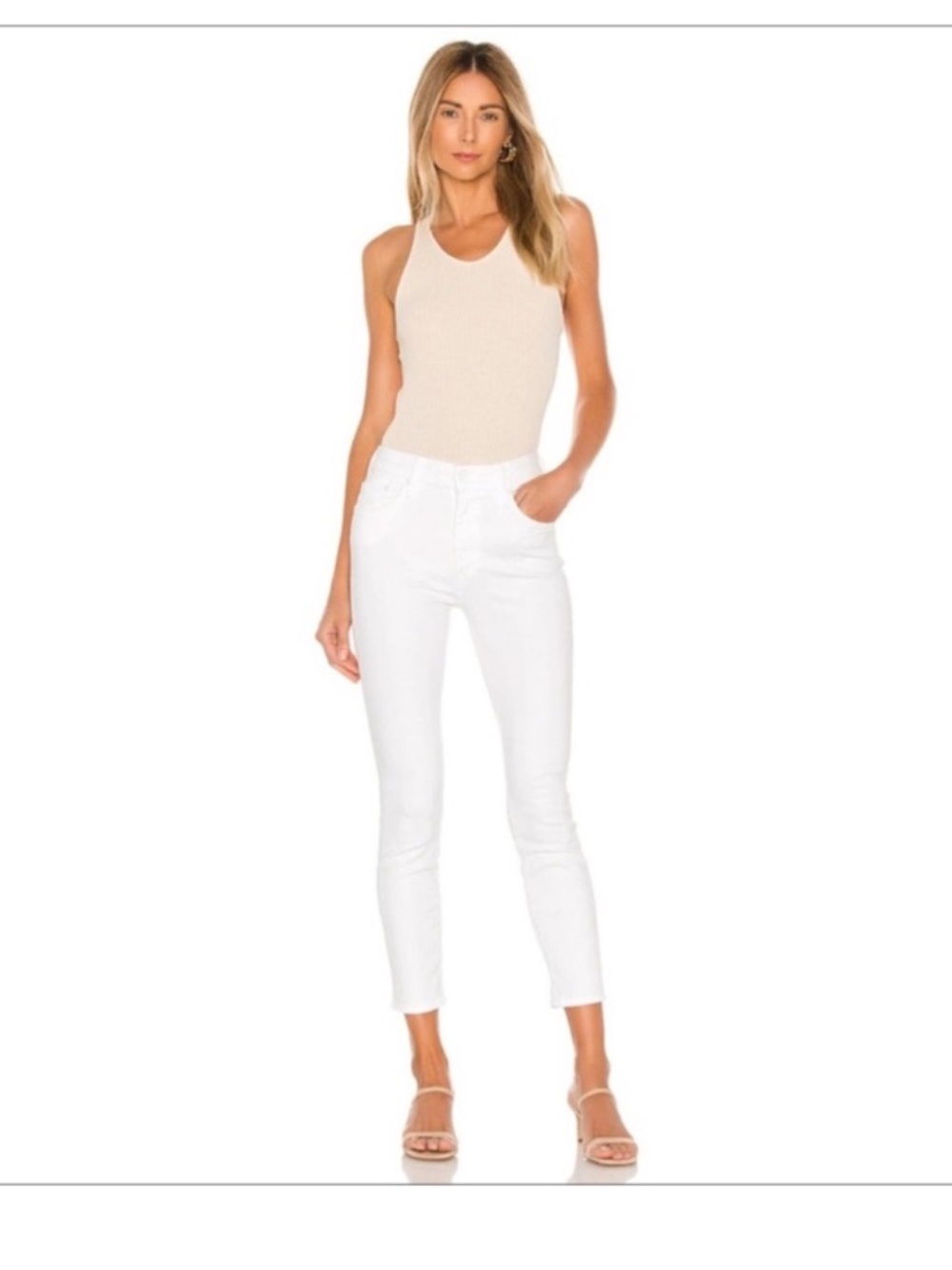 MOTHER White High Waisted Looker Crop Sleeping Beauty Size 26